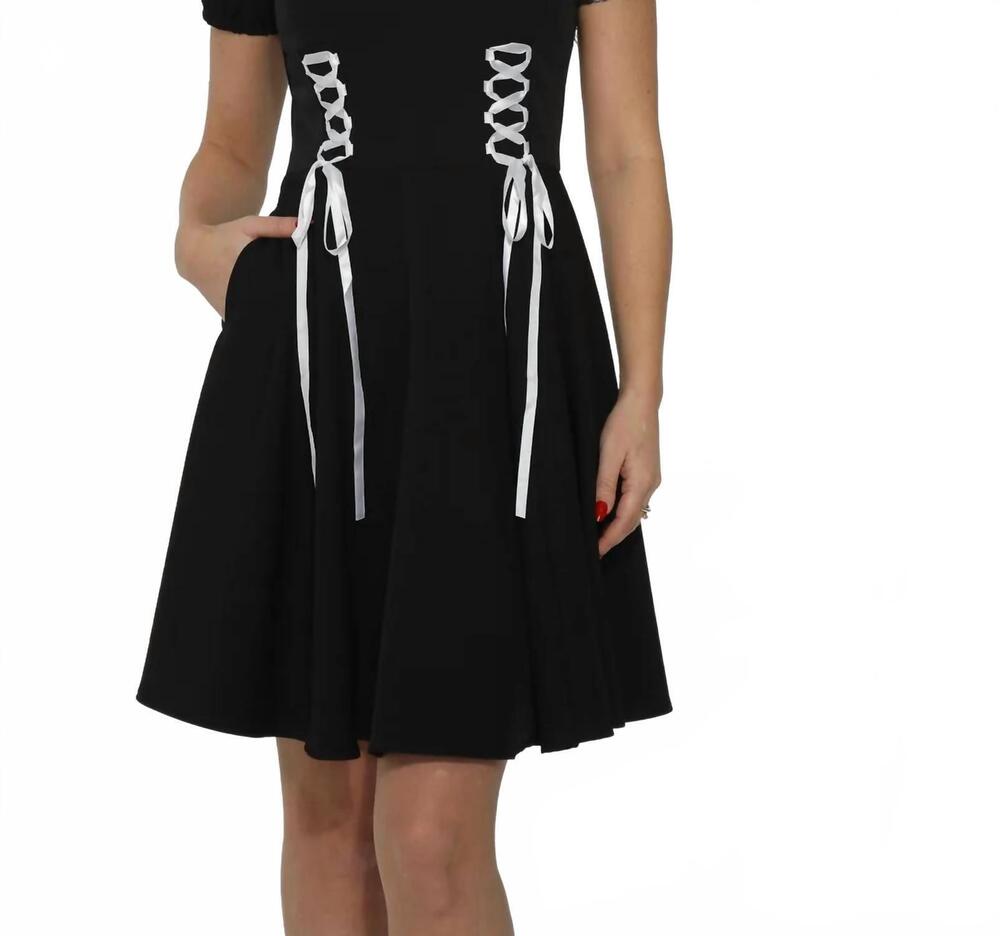 NEW ORCHID BLOOM trim gothic swing dress in black white